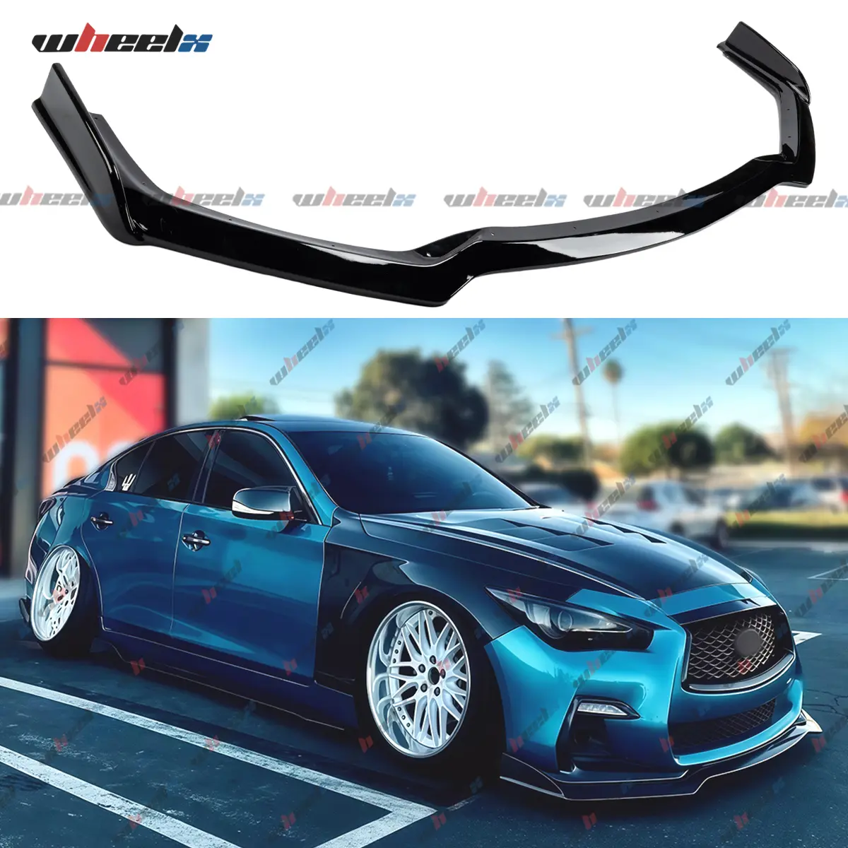 2018-2024 – Infiniti Q50 Sport ONLY!– Glossy Black One-Piece Front Lip Spoiler – Aggressive Look Instantly| NOT for Base/Premium/Luxe