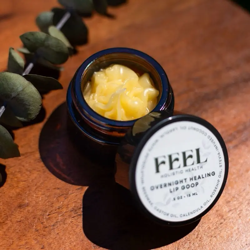 FEEL Holistic Health Overnight Healing Lip Goop Lip Mask with Calendula & Lanolin for Dry Lips