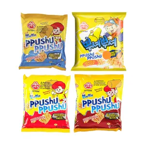 OTTOGI Korean PPUSHU PPUSHU Crispy Snack Noodles 4 Flavors Combo Pack (Korean Fried Chicken, BBQ, Spicy Tteokbokki, Roast Beef) 90g x 4 Bags - TWICE Nayeon Recommended