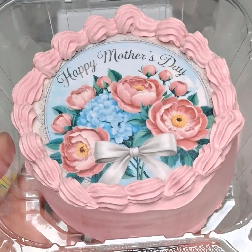 Custom Edible Sheets 3.4-Inch Round Image for Mothers Day Personalize Your Cakes with Customizable Designs Perfect for Unique Cake Creations