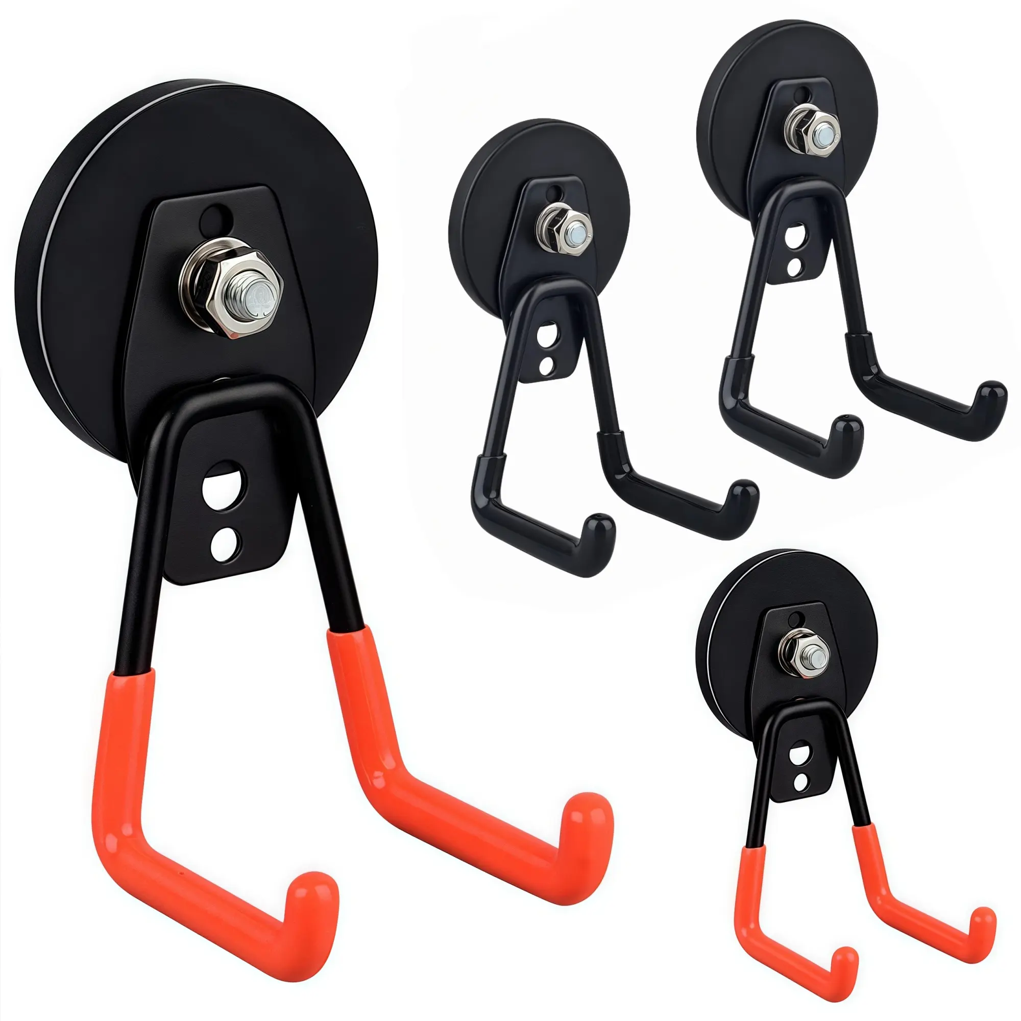 2-Pack Heavy Duty Garage Magnetic Hooks, Home Organizer Hook, Wall Hook, Strong Storage Hooks with Non-Slip Coating for Pegboard & Shelf Hanging, Anti Slip Hanging
