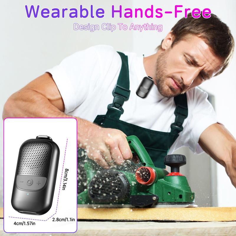 Waterproof Clip-On Bluetooth Speaker – 10H Playtime, Wireless Hands-Free Calls & Music for Work, Hiking, Running, Outdoors