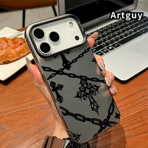 Gothic Cross Chain Pattern Phone Case for iPhone 17 16 15 14 Pro Max Air E 13 12 11 XR XS Plus Shockproof Non Slip Military-Grade Protection Slim Cover