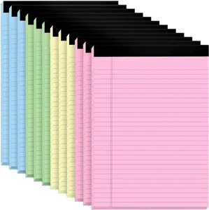 Colored Legal Pads 8.5 x 11, Pack of 12 - Perforated Wide Ruled Writing Note Pads -  Thick Paper, No Ink Bleeding - Lined Legal Pad For , Office, School, Business - 50 Sheets
