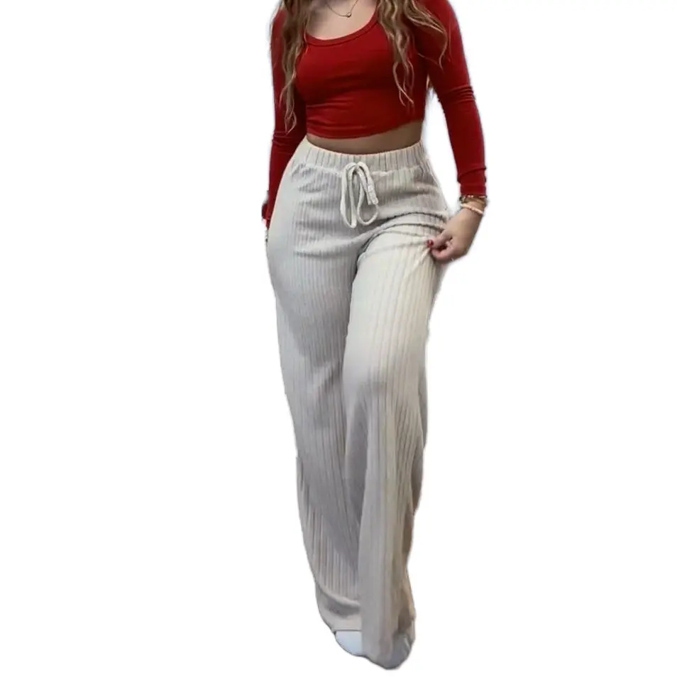 Cream Ribbed Sweatpant