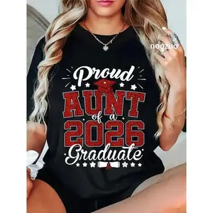 Graphic T-shirt Proud Aunt of a 2026 Graduate Senior Graduation T-Shirt |       viral tee, graduation gift shirt, family celebration outfit, casual everyday wear, unisex streetwear, gift idea