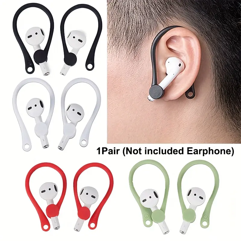 Comfortable • Secure Fit Earhooks for AirPods • 1 Pair Anti-Lost Holders in Black, White, Red, Green