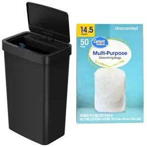Kitchen Automatic Trash Can, 13.2 Gallon Plastic Motion Sensor Garbage Bin with Trash Bag