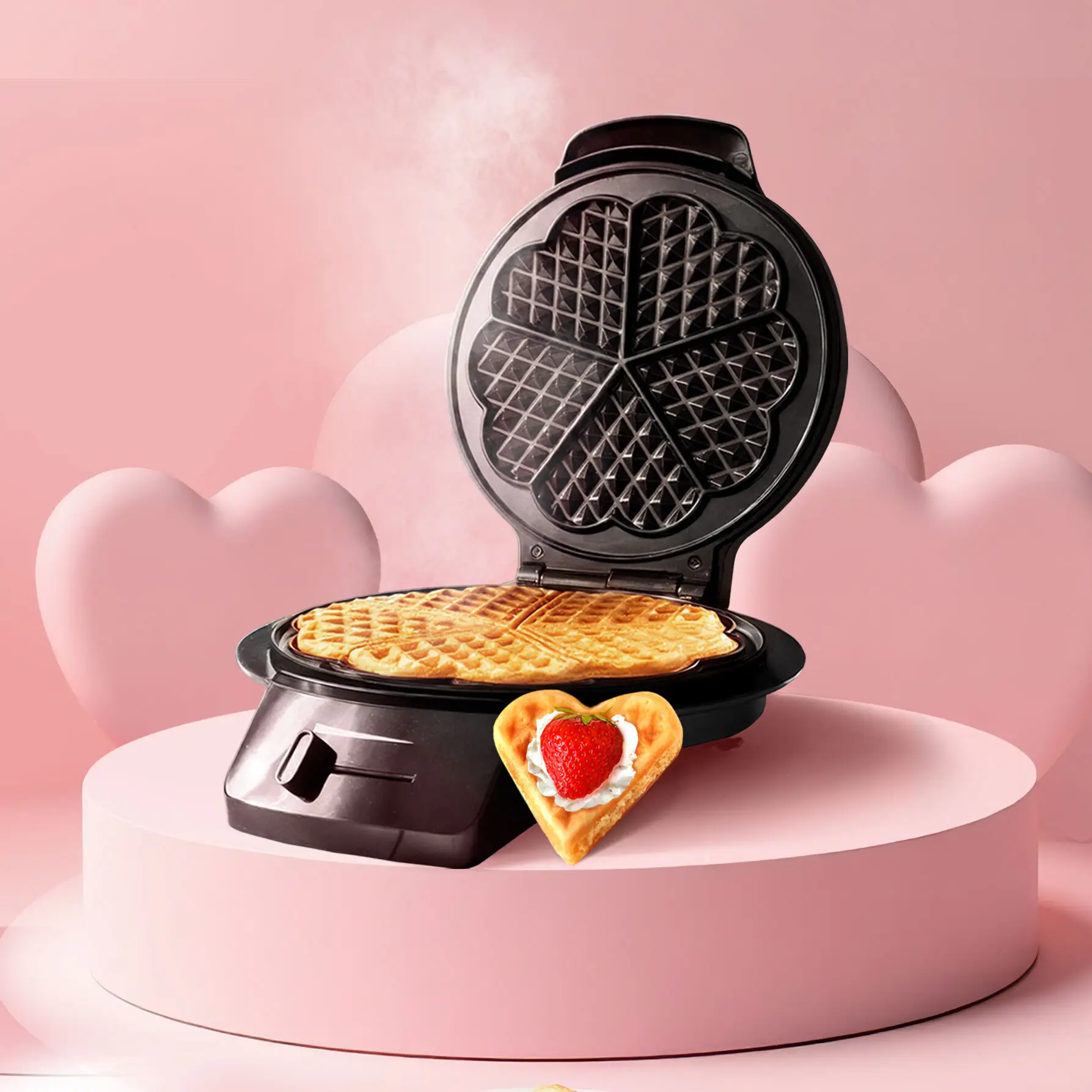 Mueller Heart Waffle Maker, Heart Shaped Belgian Waffle Iron Non-Stick, Adjustab...