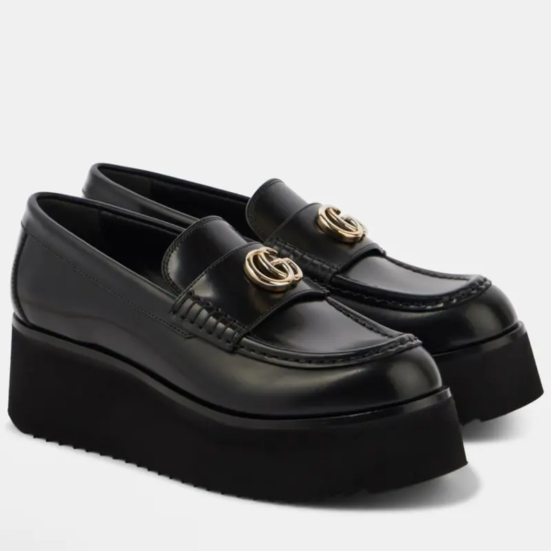 Gucci Leather Platform Loafers Size 37.5