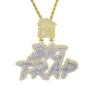 New Diamond Personality Letter Big Trap Pendant Fashion Trendy Cool Men's Hip Hop Pendant initial necklace gift birthday wed anniversary gift simple men luxury jewelry