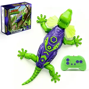 Remote Control Wall Climbing Gecko: Gravity Defying RC Lizard Toy for Kids - Type-C Rechargeable, 30-Min Playtime Realistic S-Shaped Walking Prank Animal for Boys Age 4-12 Birthday Gift (Purple)