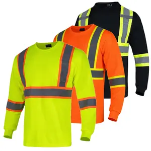 3 PACK SHIRT High Visibility Long Sleeve Construction Shirts SAFETY YELLOW , SAFETY ORANGE AND BLACK  Reflective Safety Workwear
