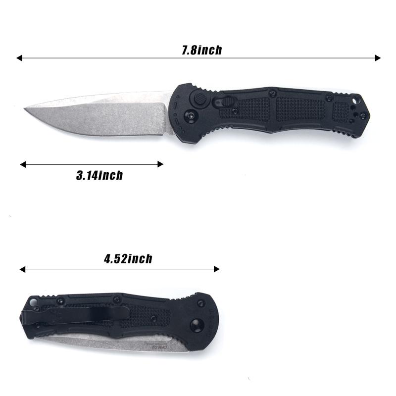 BM9070 CLA Utility Button Lock Folding KnifeD2 Steel Battlewash BladeBladeNon-slip Nylon Fiber HandleMultifunctional Utility Tool for OutdoorFishing Camping EDC Tool, EDC Sharp Folding Knife