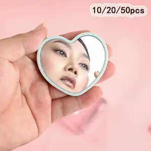 10/20/50pcs Mini Pocket Mirror Set, HD Heart-Shaped Travel Handheld Mirror, Makeup Gift Kit, Portable Cosmetic Mirror for Gifts