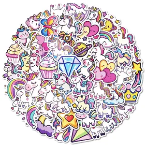 50pcs Cute Colorful Unicorn Graffiti Series Stickers, Automobile Decals, Suitable for Faith Based Designs Such As Scrapbooks, Diaries, Laptops, Water Bottles, Cars, Etc., Gifts with Positive Information