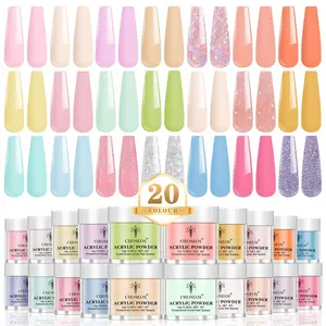 20 Color Acrylic Nail Powder Set, 20pcs Professional Nail Art Powder for Acrylic Nail Extensions, DIY Nail Art Kit for Home & Salon Use