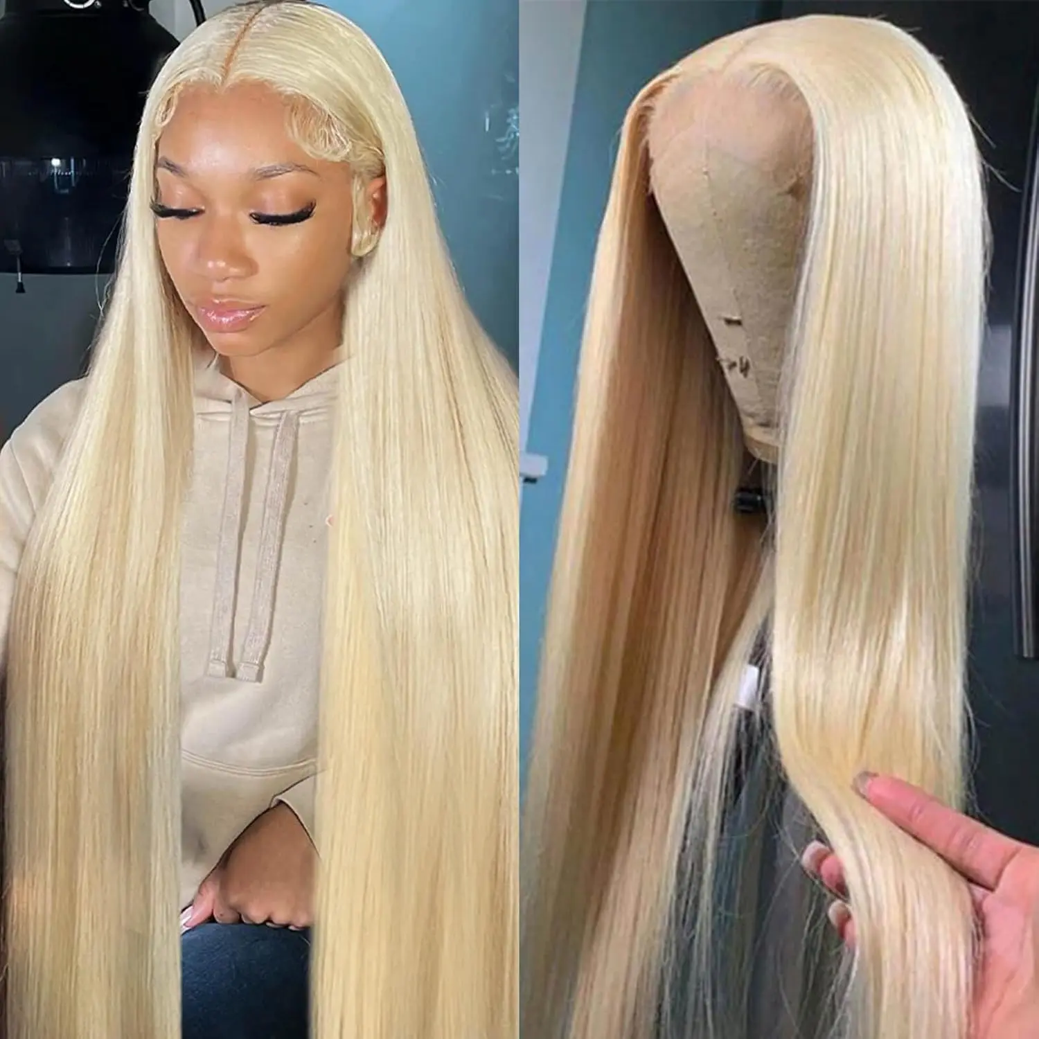 GK 613 13x6 Lace Front Wig Human Hair 180 Density 613 Lace Front Wig Human Hair Straight 613 HD Lace Frontal Wig 13x6 Blonde Wigs Human Hair Pre Plucked (613 Blonde Wigs)