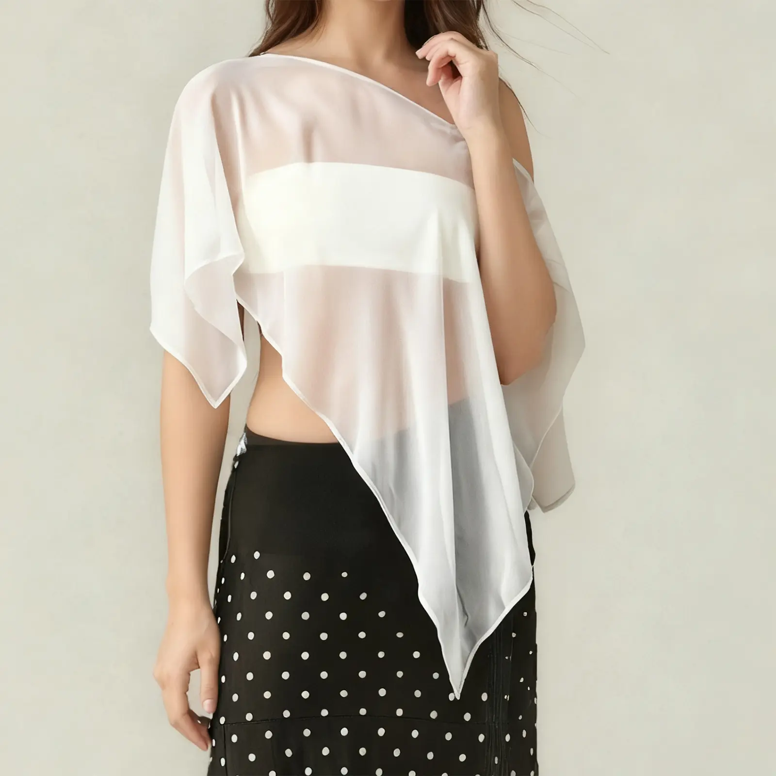 Sheer Mesh Poncho for Maternity Women Loose Solid Boat Neck Irregular Coverup Tops Casual See Through Shrug