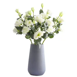 Real Touch Artificial Lisianthus Flowers 4 Heads, Fake Eustoma Bouquet for Table Home Decor, Wedding Party & Photo Shoot Props
