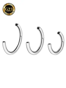 5pcs/lot Right Grand Astm F136 Titanium 16g 14g Internally Threaded Circular Barbell, Punk Style Body Piercing Jewelry Accessories, Nose Piercing Jewelry