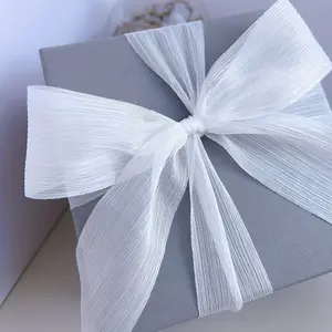 1 Roll Multicolor Ribbon Pleated Chiffon 4cm/1.57Inch Handmade Tulle Fabric Snow Tulle Ribbon for Bouquet Wedding Decoration Gift Wrapping Bridal Flower Bouquet Wedding Invitations Decor Gift Wrappin Diy Decorative Ribbon