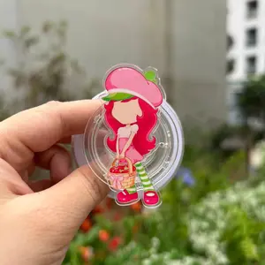 Cute Strawberry Sweet Girl MagSafe Phone Grip – Retro Berry Cartoon Magnetic Pop Socket & Kickstand – Kawaii Gift for Her