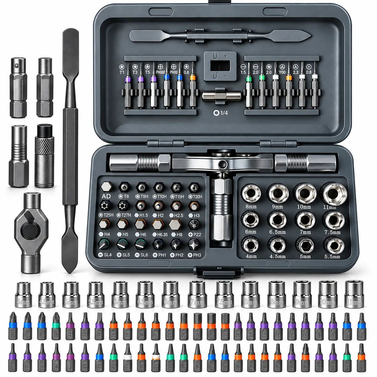 50 in 1 Magnetic Screwdriver Set, Rotary Ratchet Sscrewdriver Set, Multi-Function Repair Tool With Detachable Handle, DIY Enthusiast,Multifunctional Usage Scenarios Holiday gifts, Halloween gifts Gift for DIYer