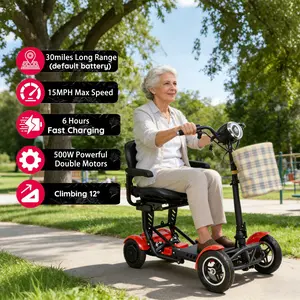 6MSKS 4 Wheel Electric Scooter Adjustable Handlebar, 30 Miles Range, 500W Dual Motors for Short Trips/Seniors/Travel