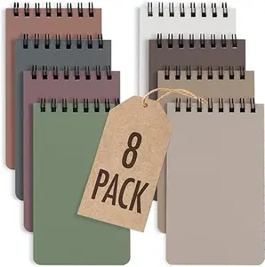 Aesthetic Pocket Notebooks Set Of 8 - Small 3x5 Spiral Notepads With Lined Pages.