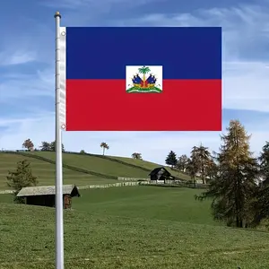 Double Side Haiti National Flag 3x5 Ft, Durable Polyester Hanging Flag with Brass Grommets, Fade Resistant Vivid Colors for Outdoor Home Decoration