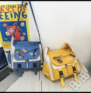 Messenger Bag Cute Crossbody Purse Satchels Hobo Shoulder Purse with Pins for Daily & Casual Outings Comfortable Design(with three badges)