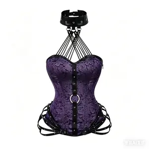 Women's 1980s-Style 11-Bone Cotton Corset with Side  Womenswear Clothes Costume