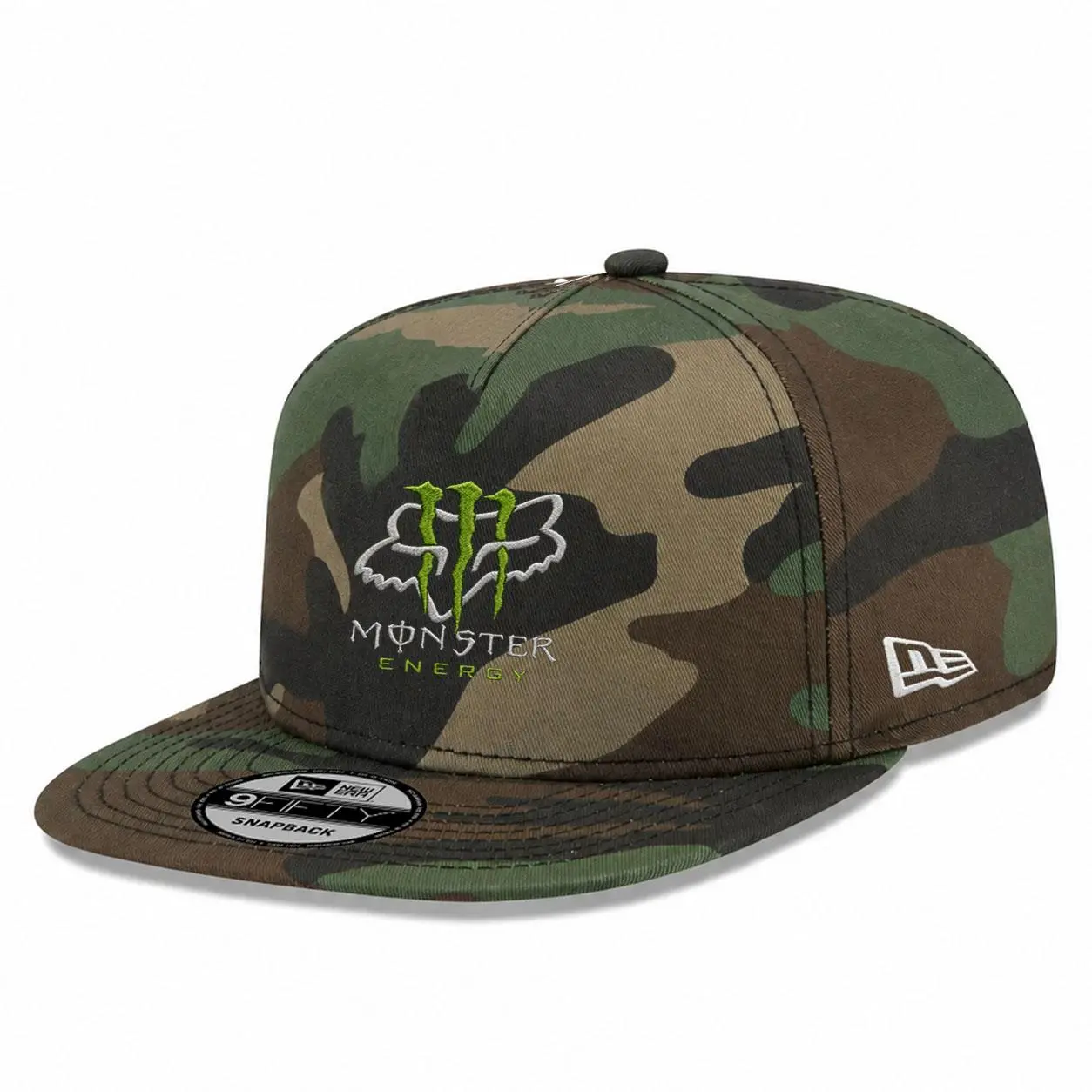 Monster Energy Claw Racing Camo Snapback Hat, Embroidered Flat Brim Vintage Streetwear Cap