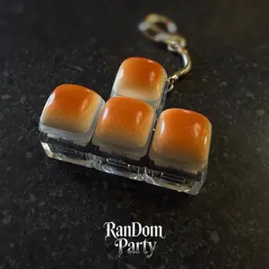 Premium Bun Shape Sensory Fidget Keychain, 4-Key Caramel Design, 1-Key Clicky ASMR Sound, Vibrant LED Lighted Stress Relief Accessory, Cute Desktop Decoration Gift