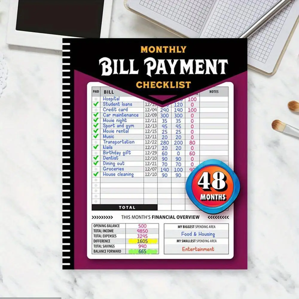 Monthly Bill Payment Checklist, 1/8/10pcs Portable Monthly Budget Tracker, Expense Management Book, Personal Organizer for Home and Office