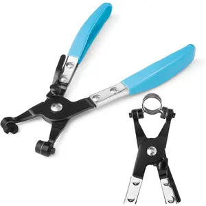 Hose Clamp Pliers, Hose Clamp Tool with Swivel Flat Band, Automotive Repair Tool for the Removal and Installation of Ring-Type and Spring Band Clamps