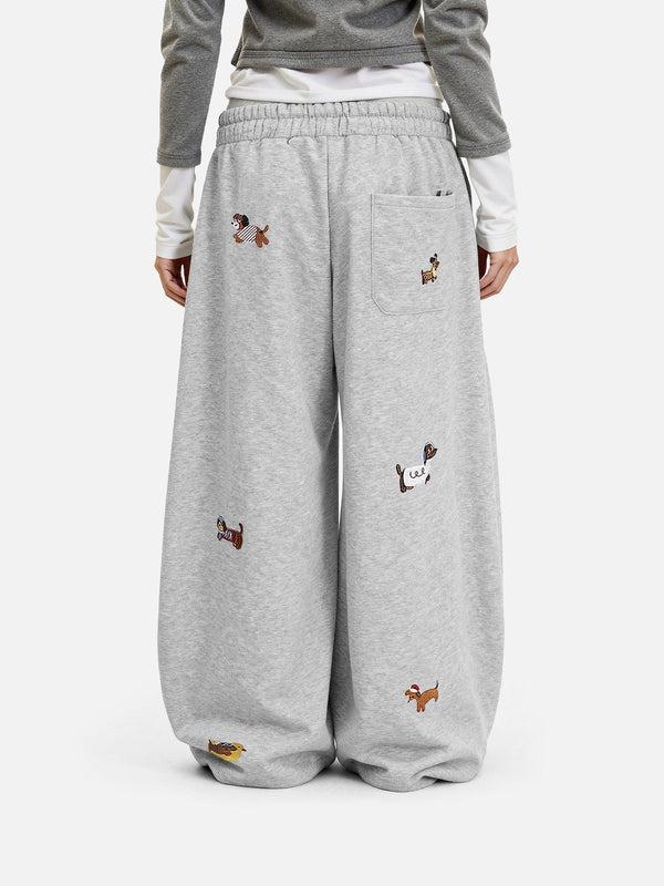 Aelfric Eden Unisex Embroidery Puppy Baggy Barrel Sweatpants Y2K Streetwear Loose Fit Vintage Joggers