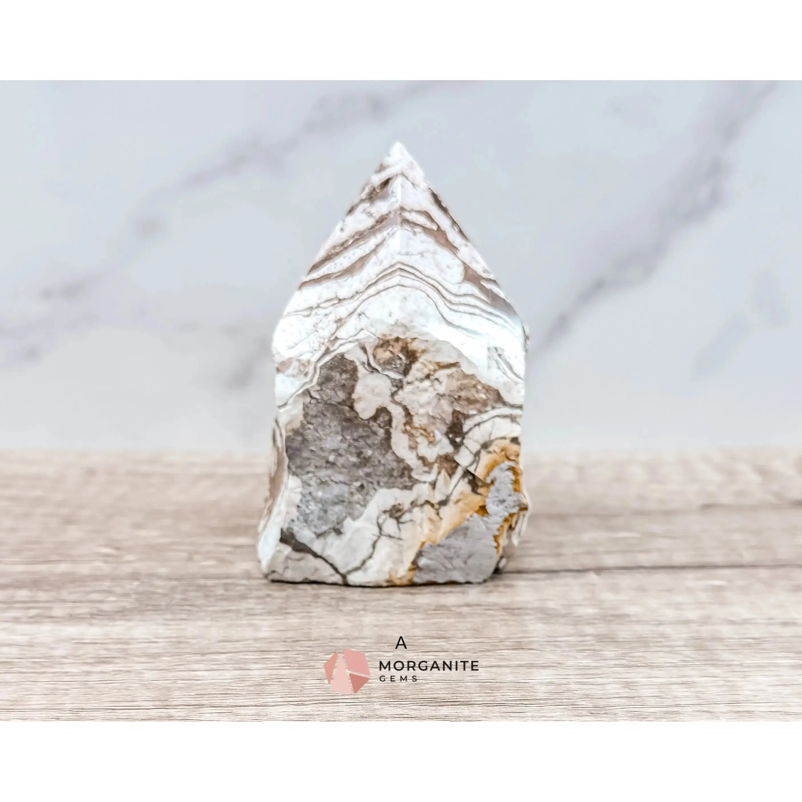Zebra Jasper Cut Base Point with Polished Top – Grounding and Balancing Crystal for Strength and Protection
