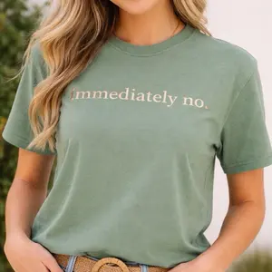 Star’s Shining Gifts Immediately No Olive Green T-Shirt for Women - Soft Cotton Casual Top with Bold Lettering