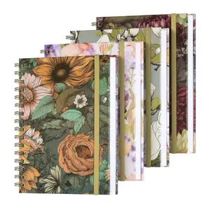 Spiral Notebook, 4 Pack A5 Lined Journal for Women, Hardcover Spiral Journal with 2 Pockets, College Ruled Notebooks, Cute Notebook for Office, School Supplies, Gifts (160 Pages, 6.3" x 8.46")
