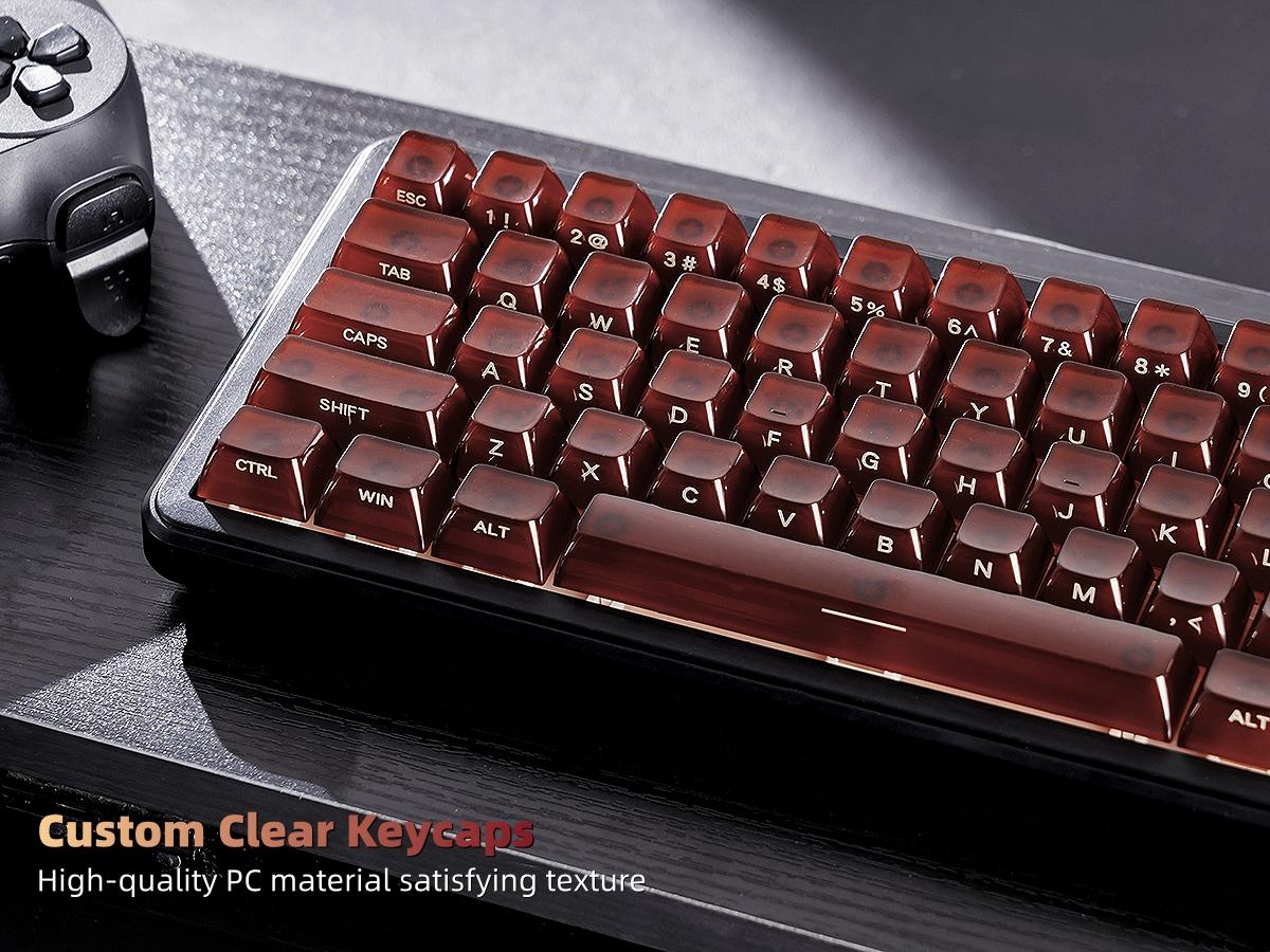 Womier Cute Jelly Keycaps , Transparent Clear Custom Key Cap Set for All US Layout Cherry MX, Mechanical Keyboards