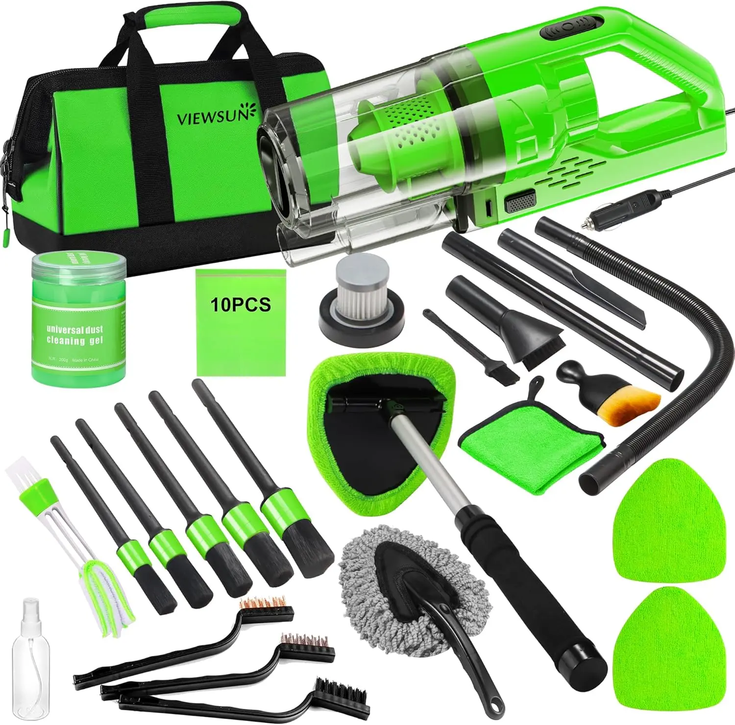 【summerfinds】Viewsun 30pcs Car Cleaning Kit, Car Interior Detailing Kit with High Power Handheld Vacuum, Detailing Brush Set, Windshield Cleaner, Cleaning Gel, Complete Auto Accessories for Men, Women，Summervibes