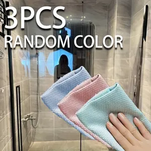 3-Pack Random Color Microfiber Cleaning Cloths, Reusable, Strong Absorbent, Ideal for Windows, Dishes, Home Daily Cleaning Essentials