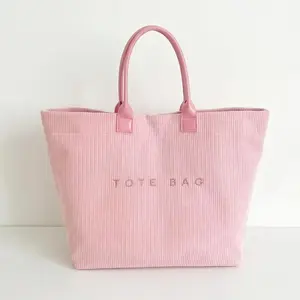 Large Corduroy Carry-All Shoulder Bag for Women, Soft Ribbed Aesthetic Handbag, Casual Work School Travel Commuter Purse, Stylish Gift for Her