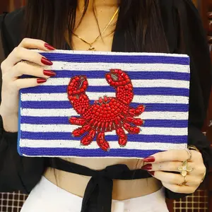 Crab Beaded Clutch Purse