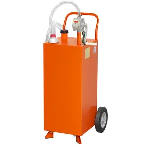 Fuel Transfer Tank with Pump, 30 Gallon Fuel Caddy, Gas Storage Tank, Gasoline Diesel Fuel Tank for Cars, Lawn Mowers, ATVs, Boats, More, Orange