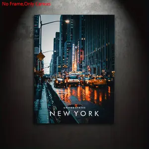 1 Piece/Set Frameless Canvas Painting Print Poster, Classic Realistic Art, New York City. A perfect gift ideal for city landscape enthusiasts, and an ideal gift for bedroom, living room, dormitory corridor, kitchen, mural, wall decor, and room decoration.