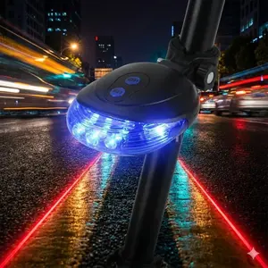 Super Bright Bike Tail Light with 5 LEDs & 7 Flash Modes. Waterproof Safety Laser Light for Mountain & Road Bicycles. Essential Night Cycling Visibility & Back Warning Light.