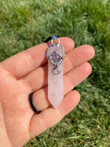 Unconditional Love Amulet (Love & Happiness) Pendant with Black Satin Cord, Rose Quartz, Amethyst